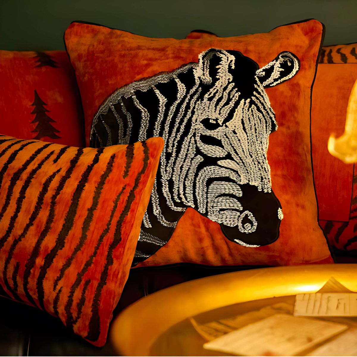 Orange Zebra Pillow - Pillow - bedroom - cushion - beekindled