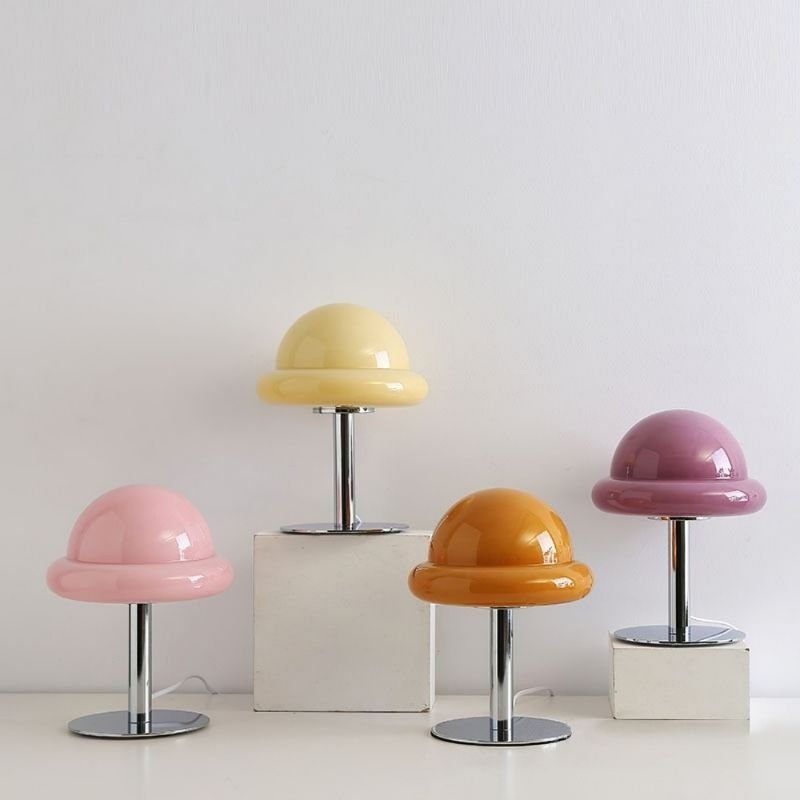 Colourful glass macaron decorative table lamps.