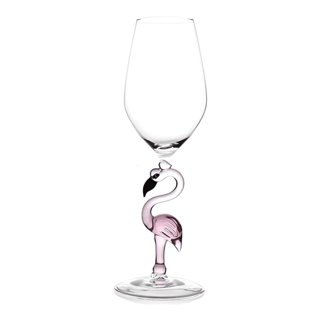 Pink flamingo stem white wine glass