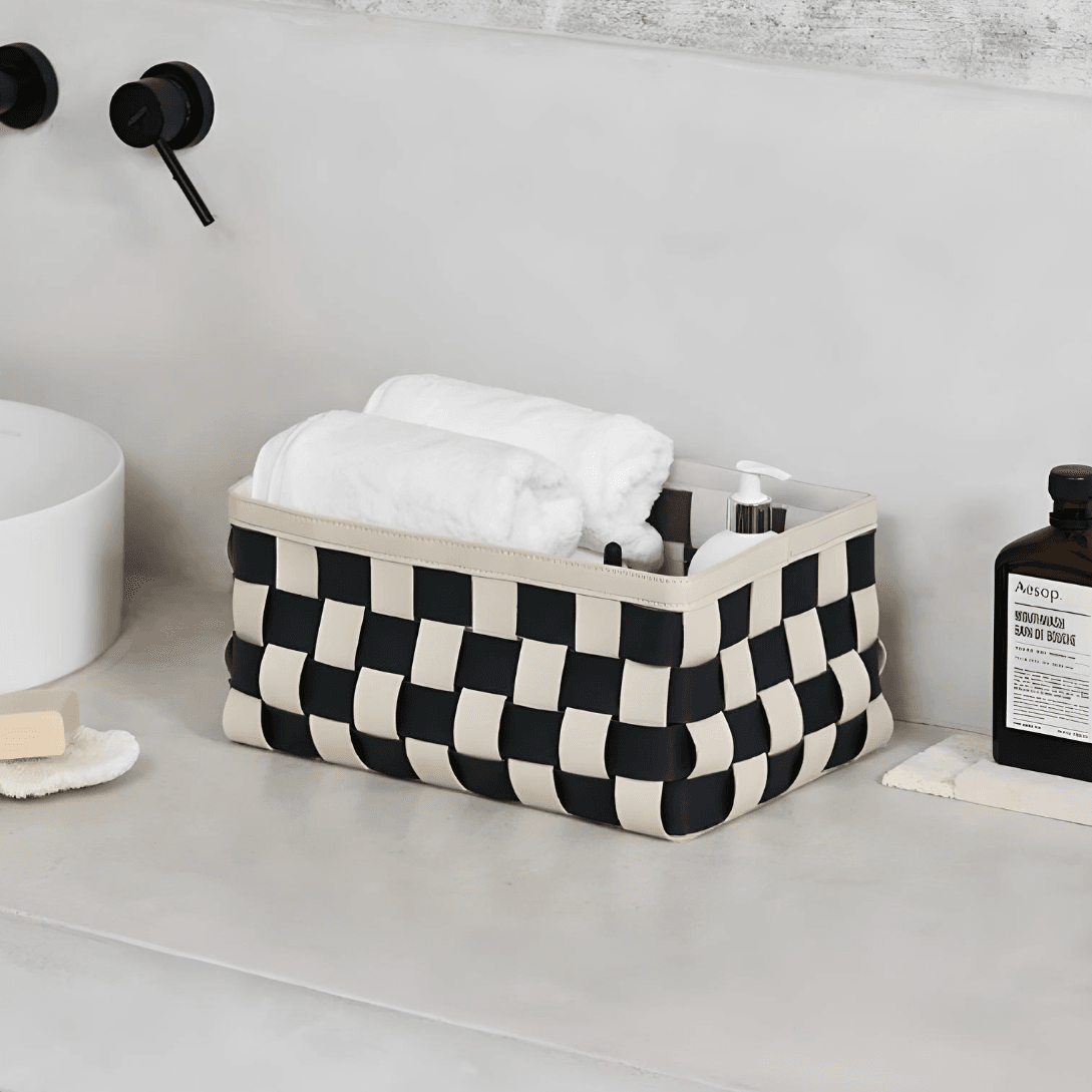 PU Check Basket - Basket - basket - bathroom - beekindled