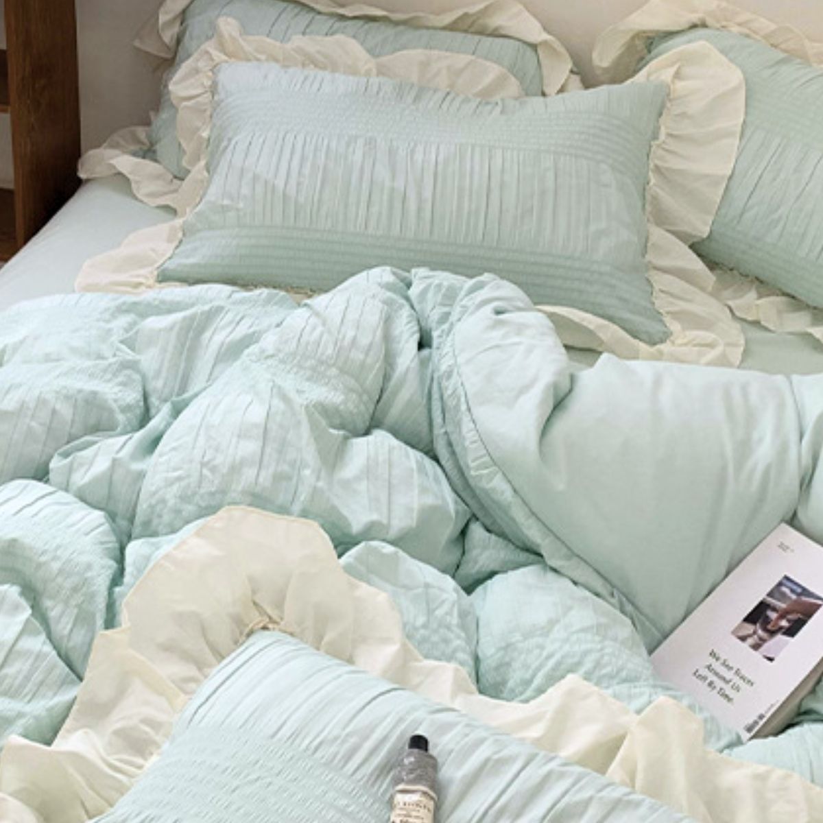 Puffy Skirt Bedding Set Bedding Light Blue bedding beekindled