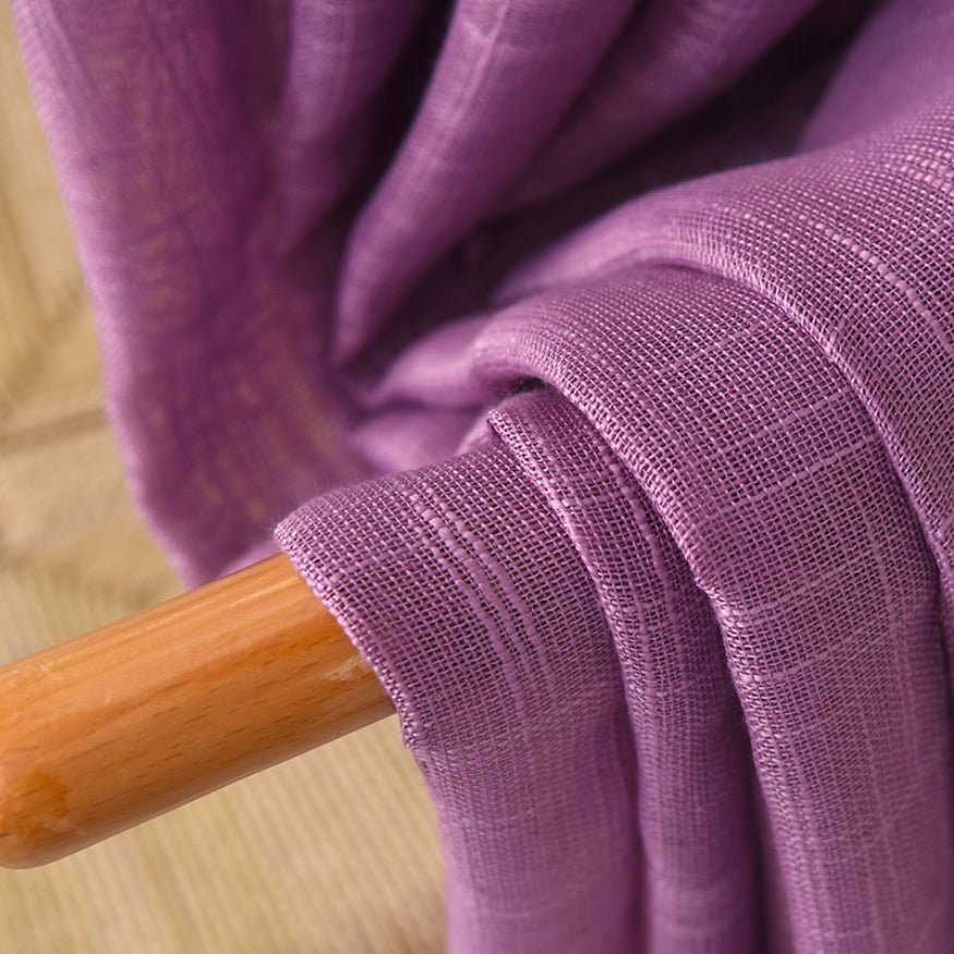 Purple, crisp, linen curtains.