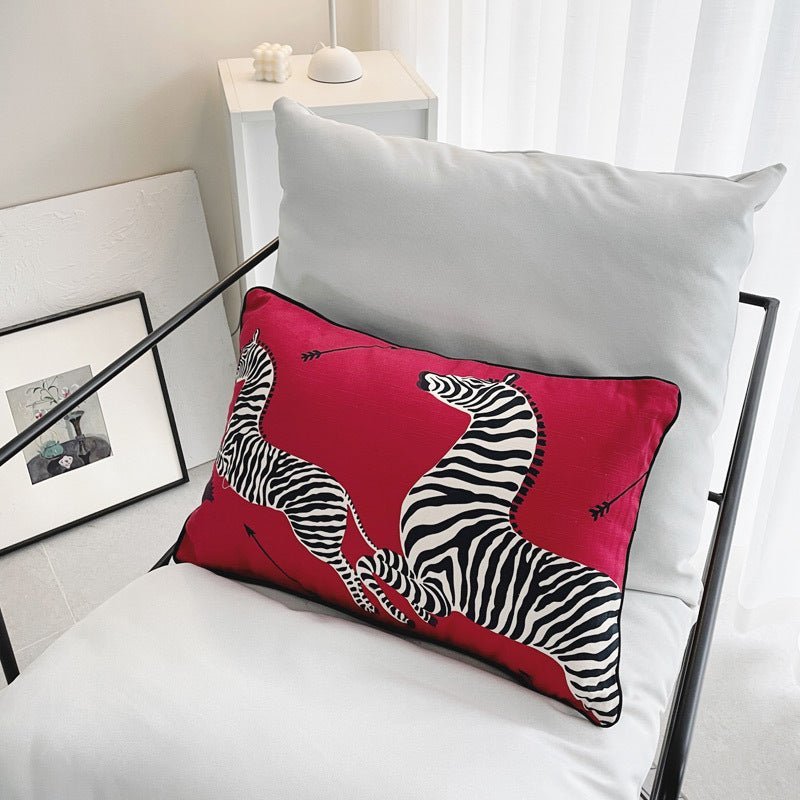 Red Zebra Pillow - Pillow - bedroom - livingroom - beekindled