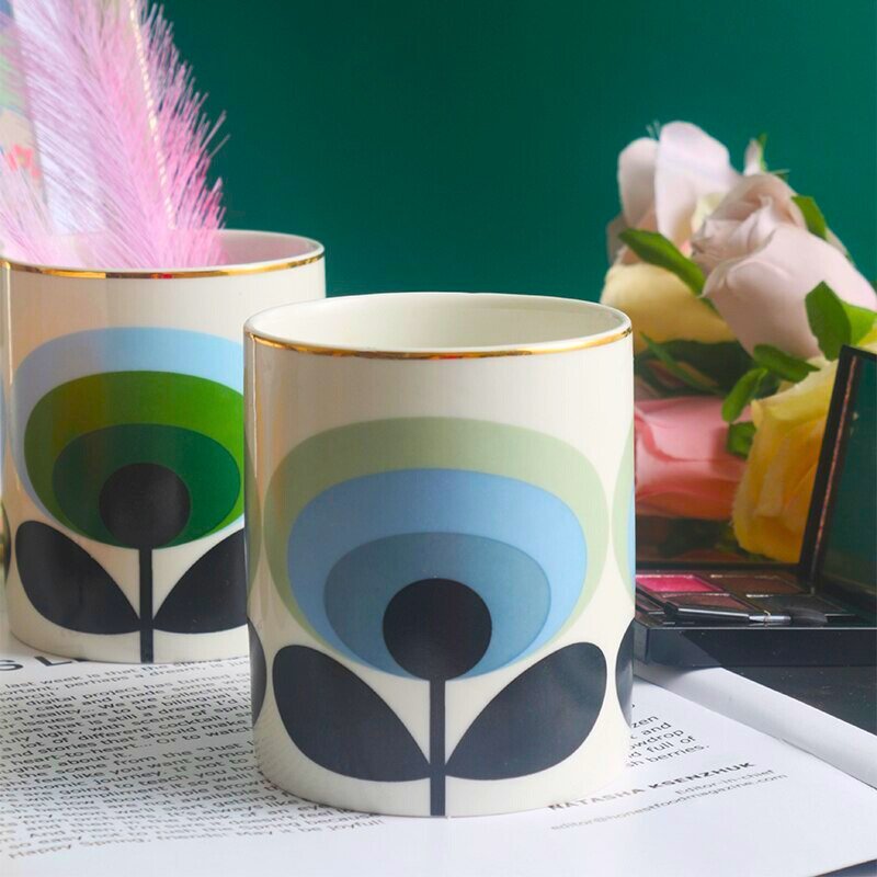 Retro Flower Cup Drinking Glasses Blue bundle beekindled