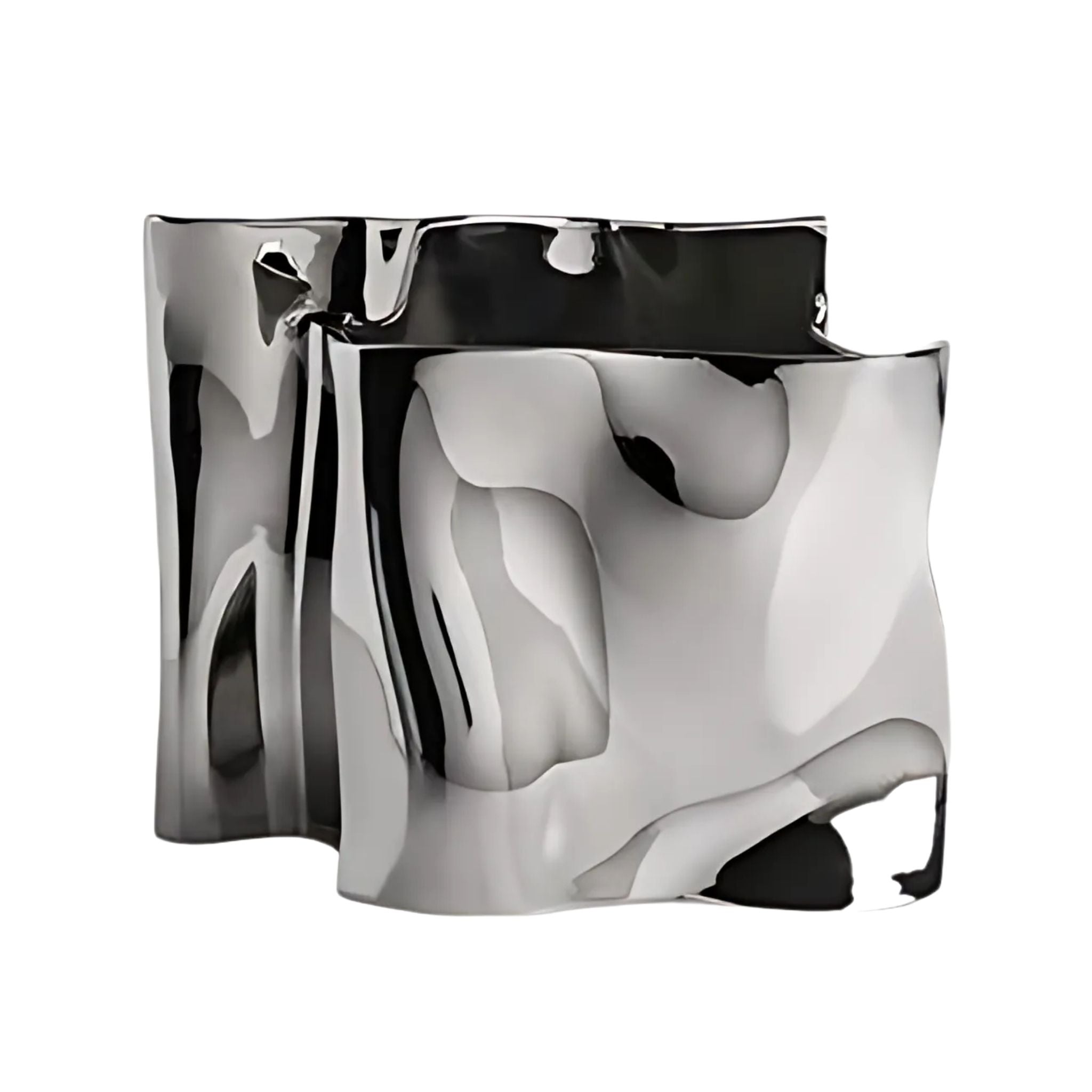 Sandra Vase - Electroplated Silver Chrome Ceramic Wave Vase