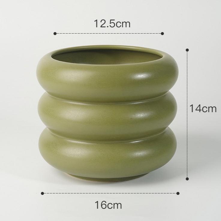 Saucer Flower Pot Flower Pot Small / Dark Green ceramic beekindled