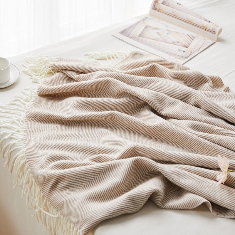 Stripe Throw Blanket Blankets Beige bedroom beekindled