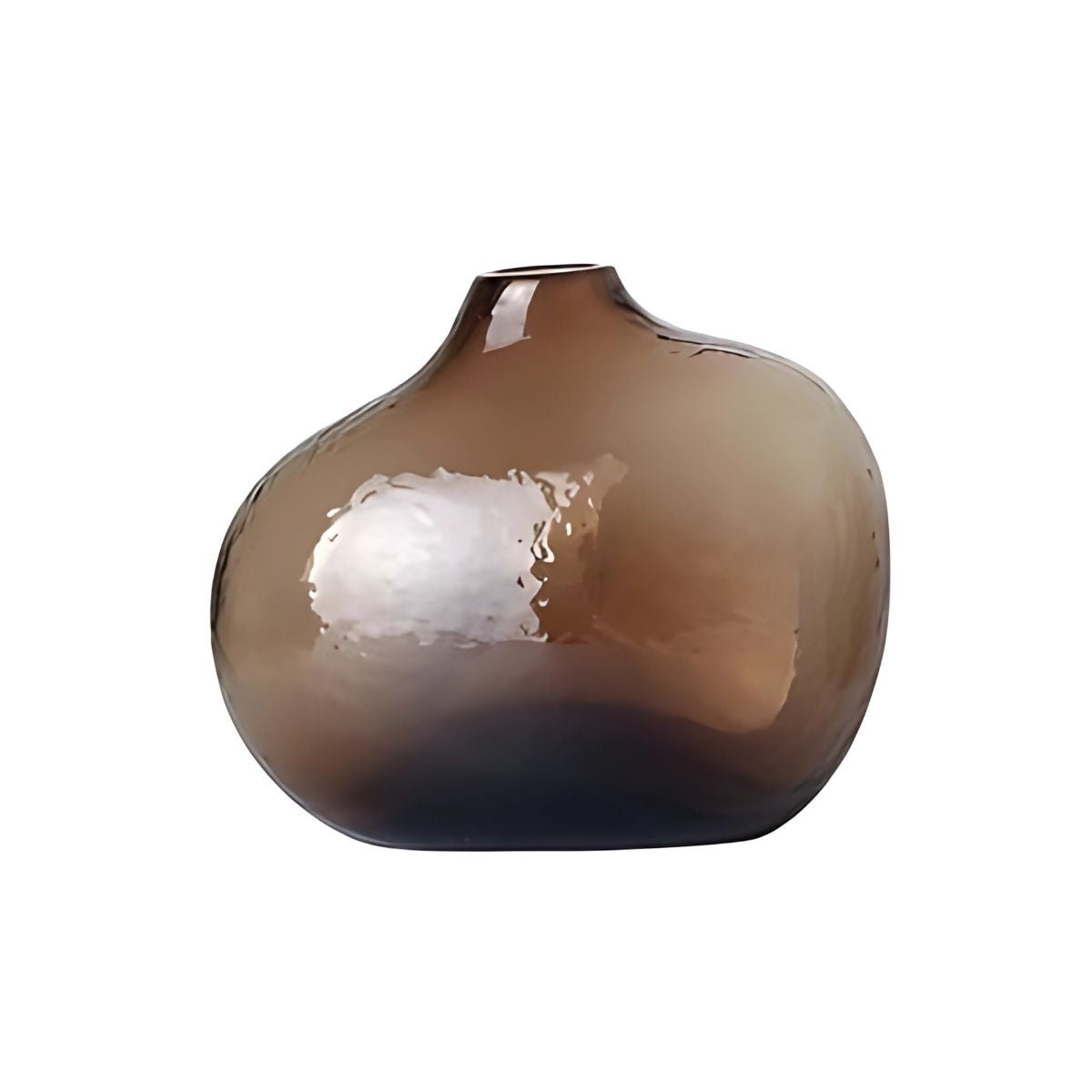 Brown, glass low vase.