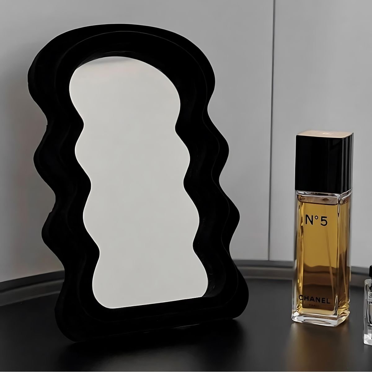 Wavy Velvet Mirror Mirrors Black bathroom beekindled