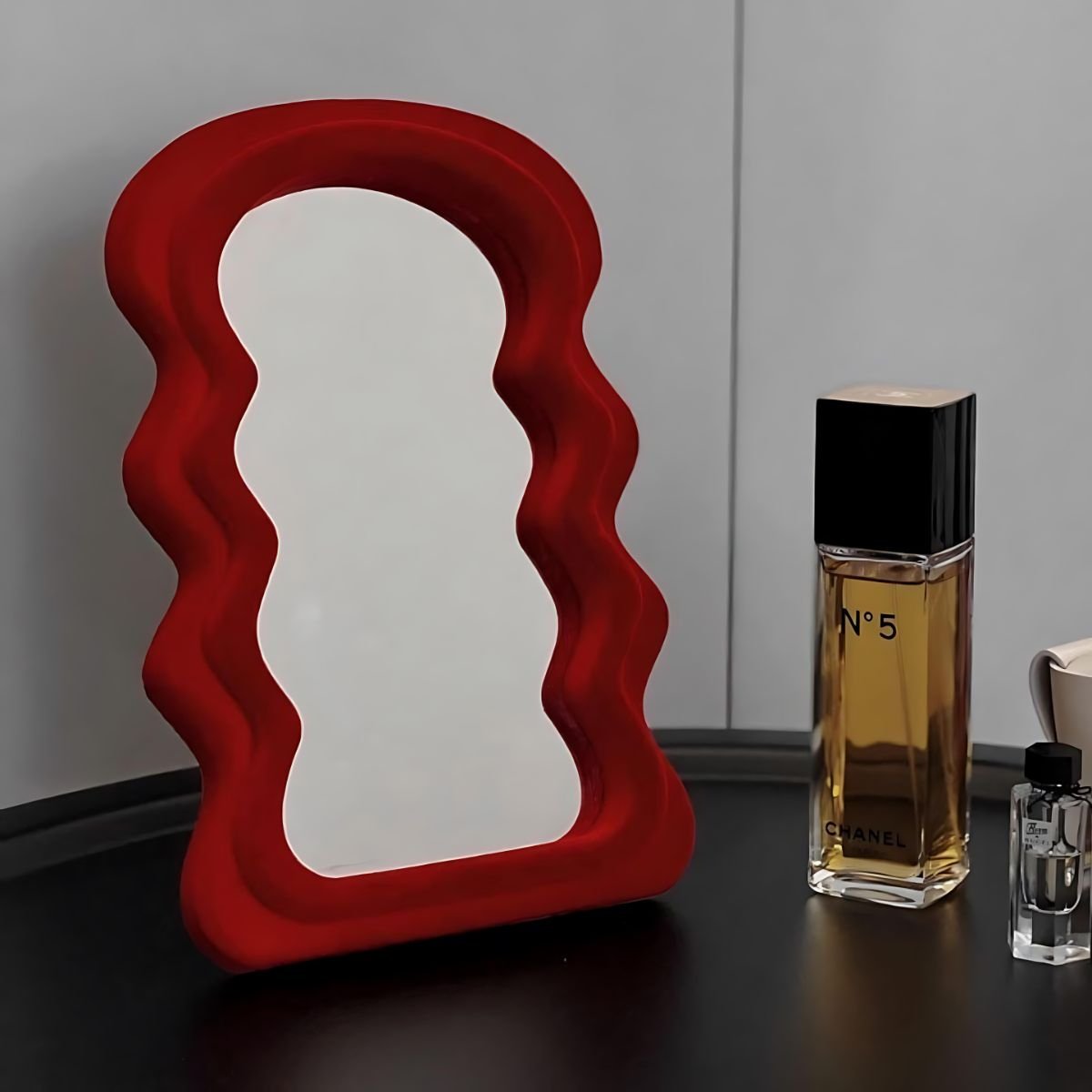 Wavy Velvet Mirror Mirrors Red bathroom beekindled