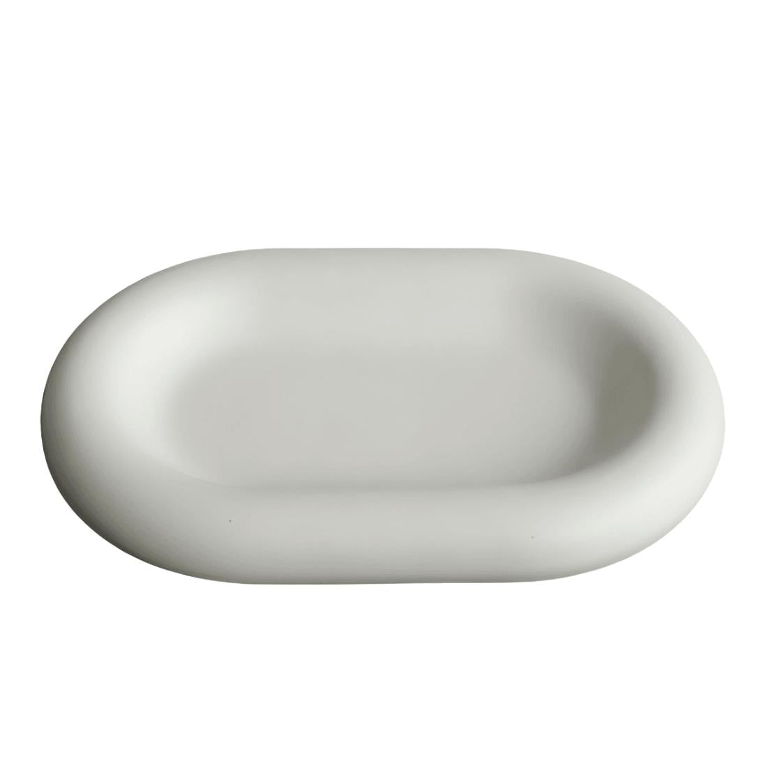 White chunky oval ceramic plate