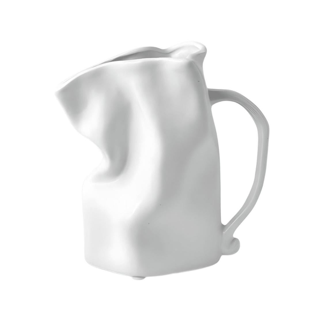 White ceramic paper bag vase