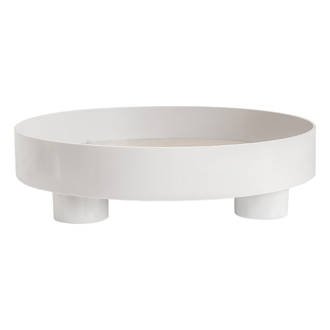 White, circle, elevated tray
