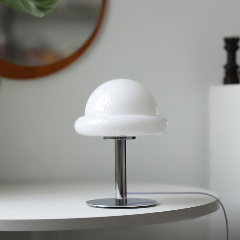 White glass metal decorative table lamp.
