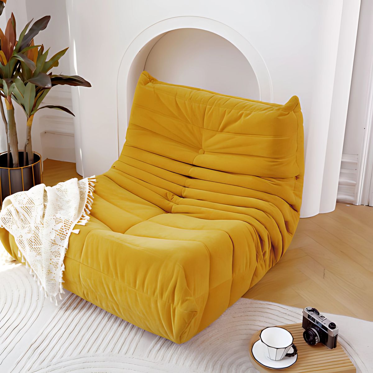 Yellow Lazy Chair - Chair - chair - furniture - beekindled