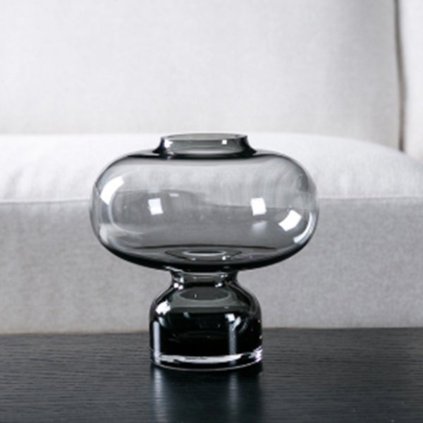 Modern grey glass bubble vase.