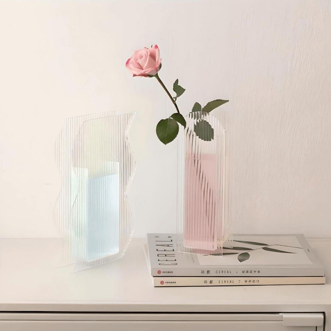 Pink & blue decorative acrylic flower vases