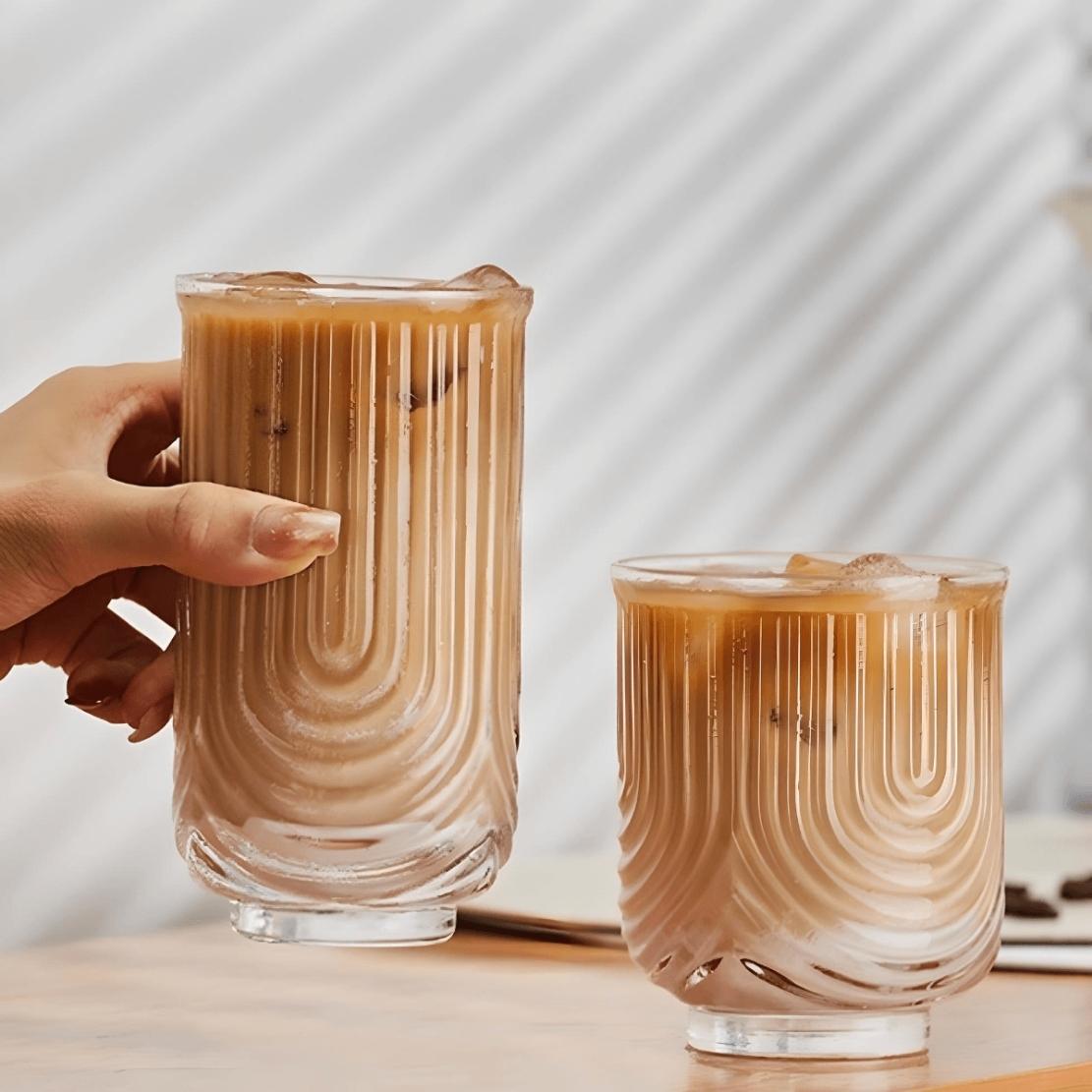 Arched, U shape line glass drinkware with coffee