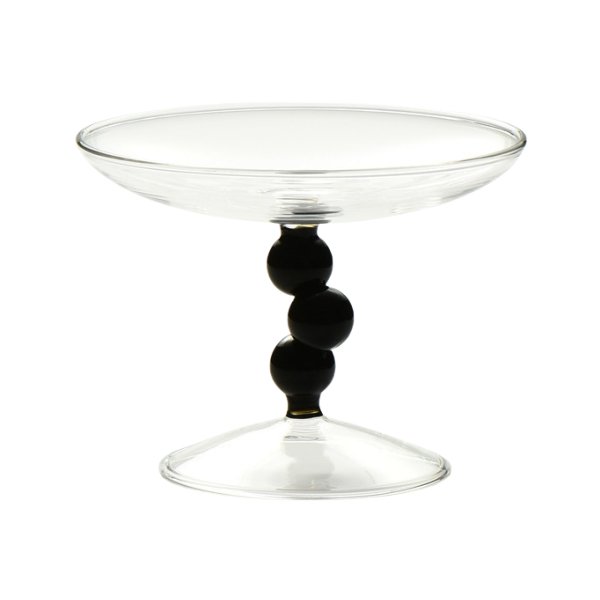 Elevated black pearl stem glass tray