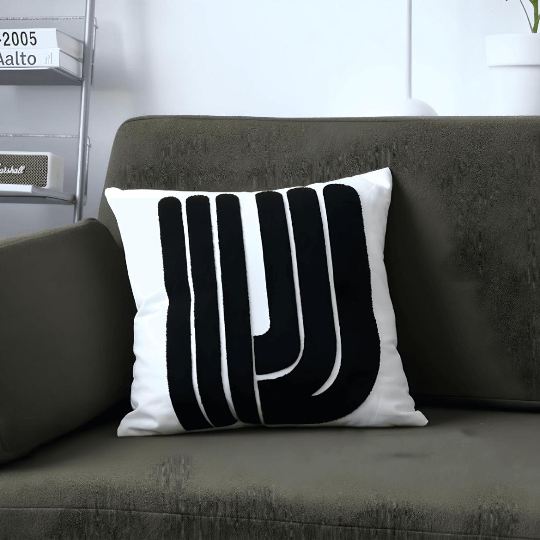 Black & white abstract art pillow