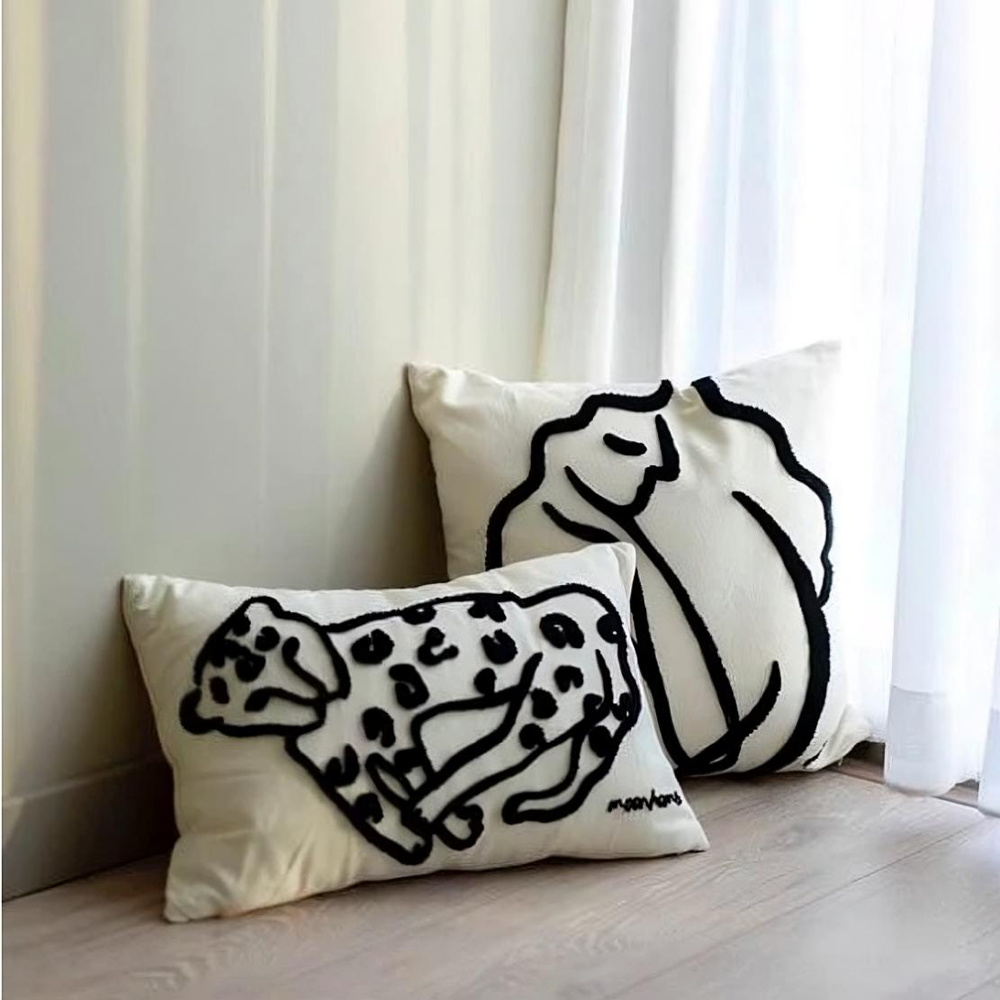 Black & white line decorative throw pillows