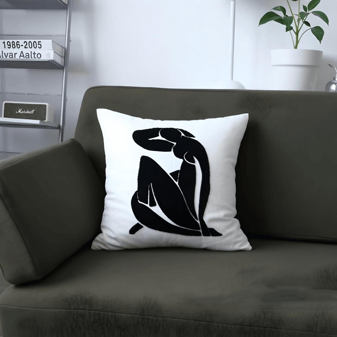 black and white matisse design decorative sofa pillow.