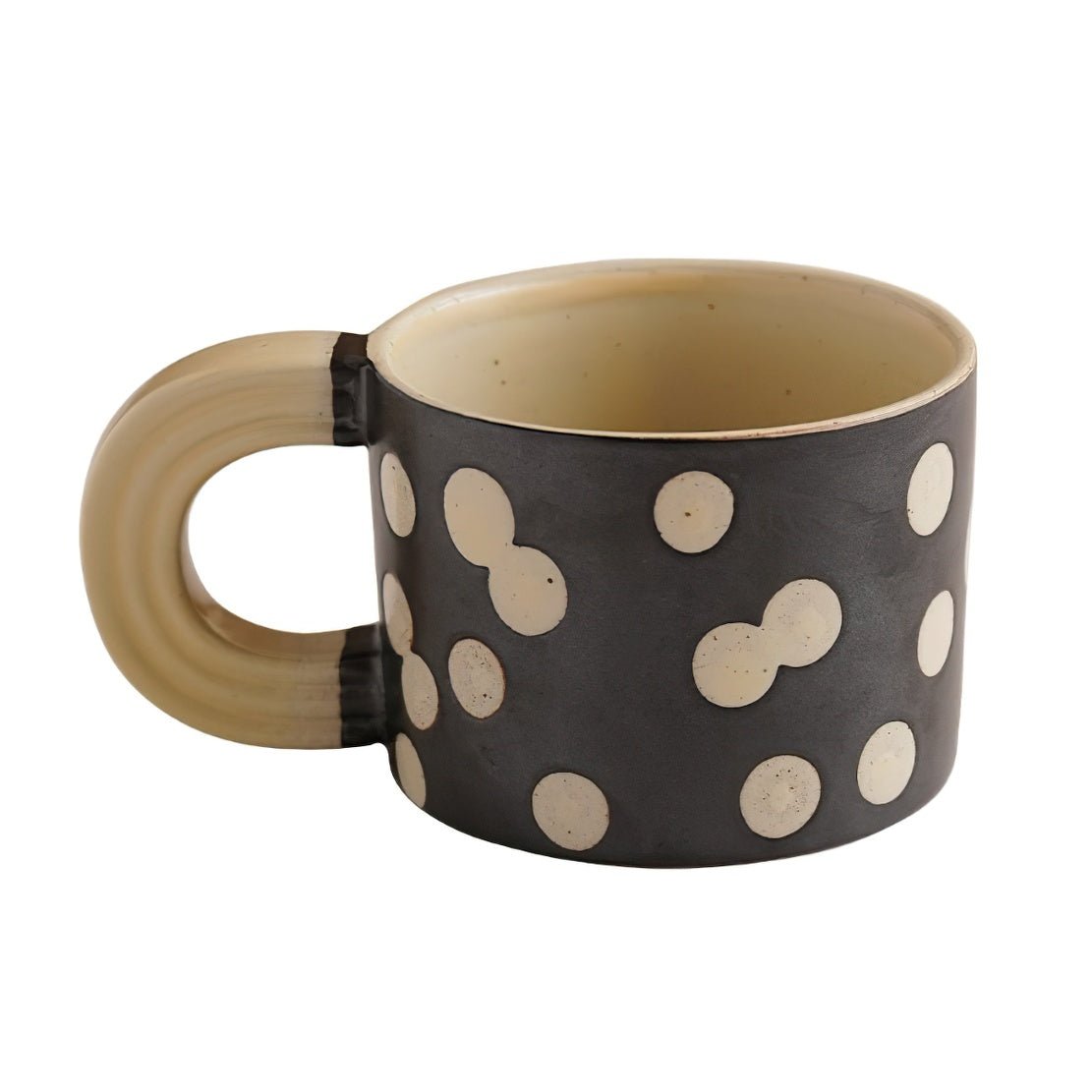 Black & white ceramic polka dot mug