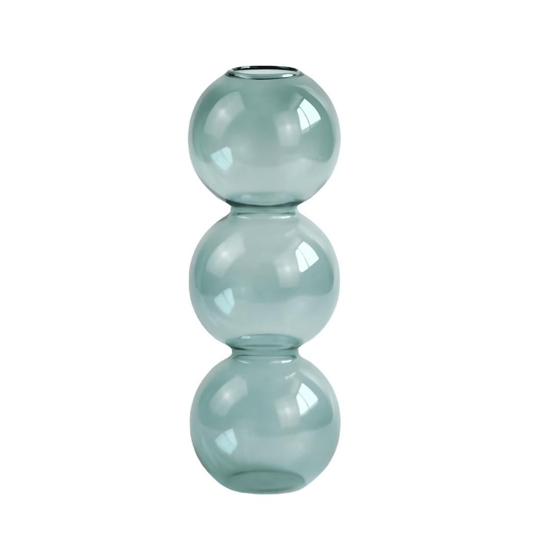 Blue layered glass ball vase