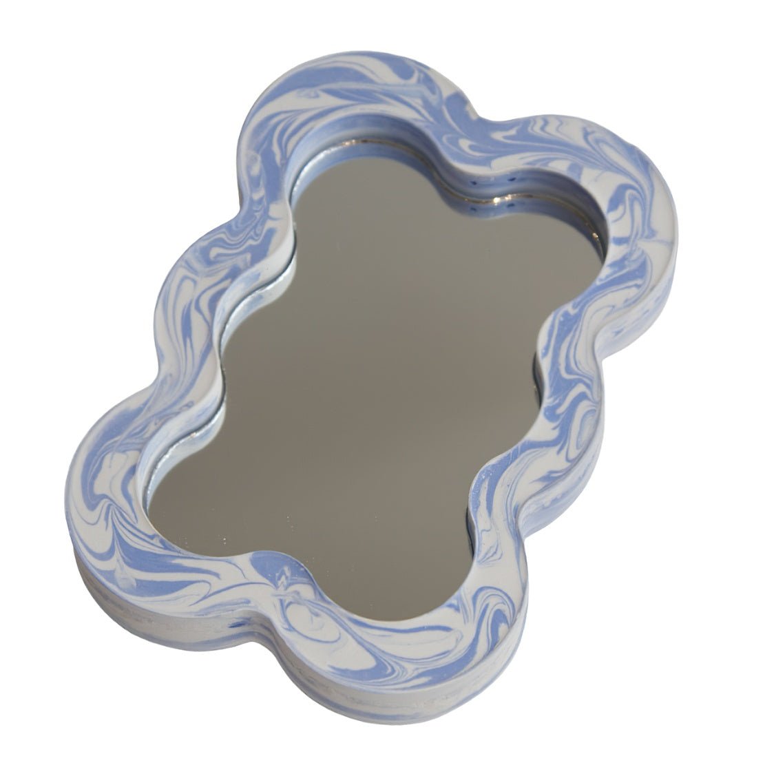 Blue and white marble wiggle frame decorative mirror