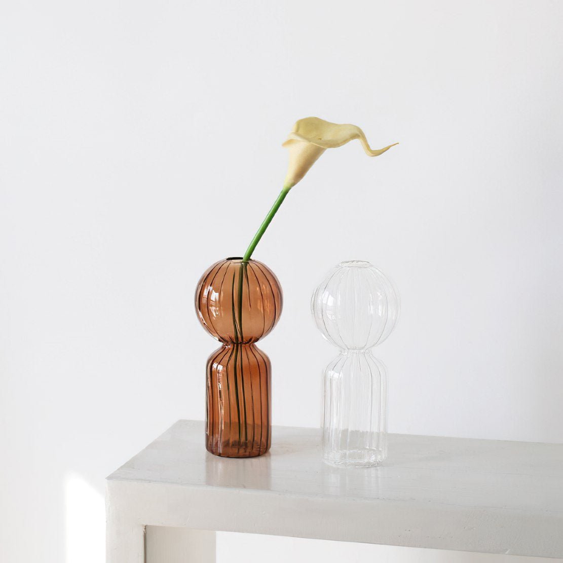 Brown and transparent line ball glass vases