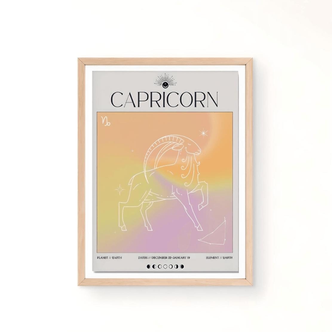 Capricorn zodiac print aura astrology poster