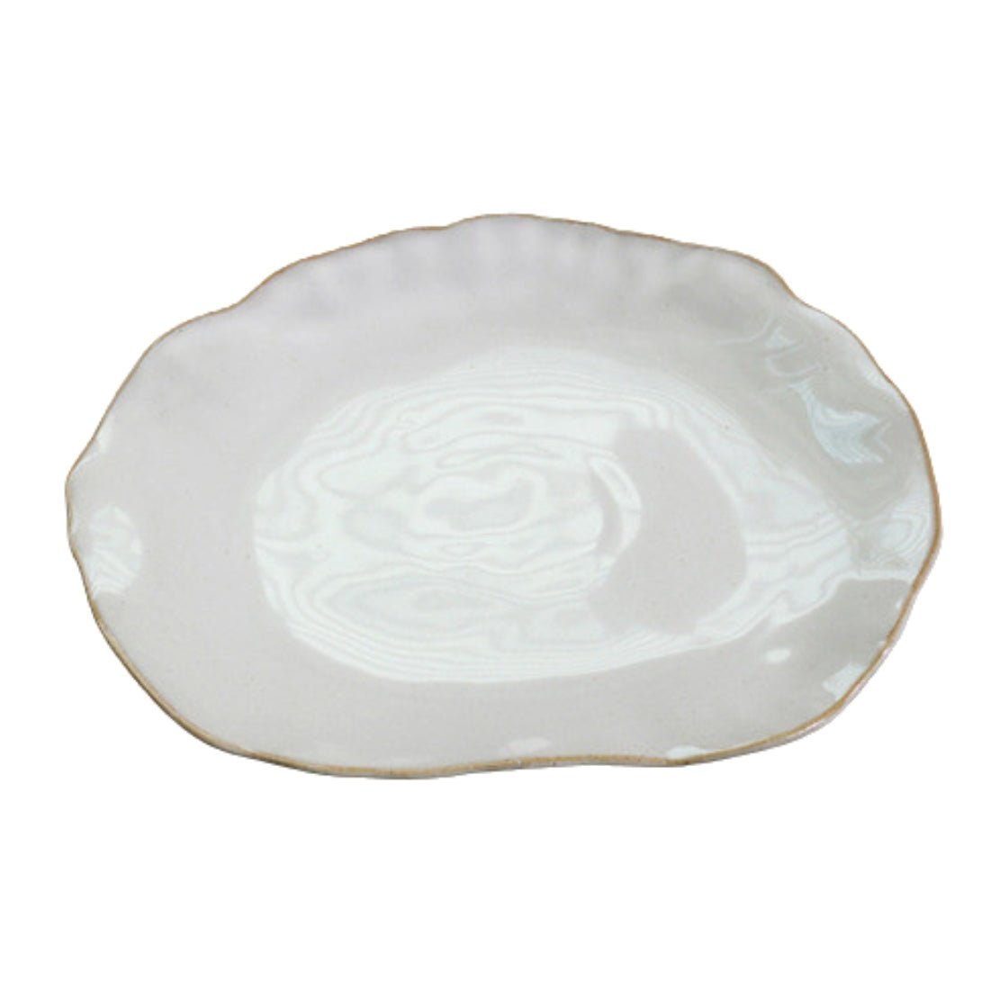 Asymmetrical white dining plate
