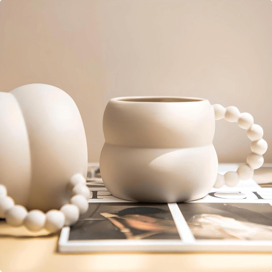Ceramic bubble pearl handle mug