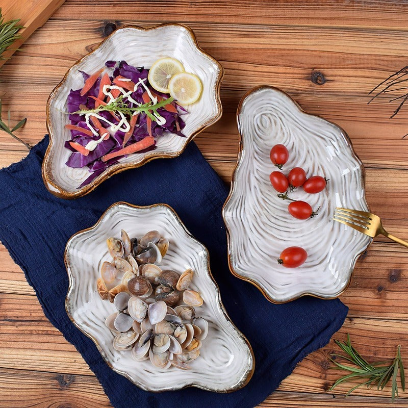 Ceramic shell design food dish plate