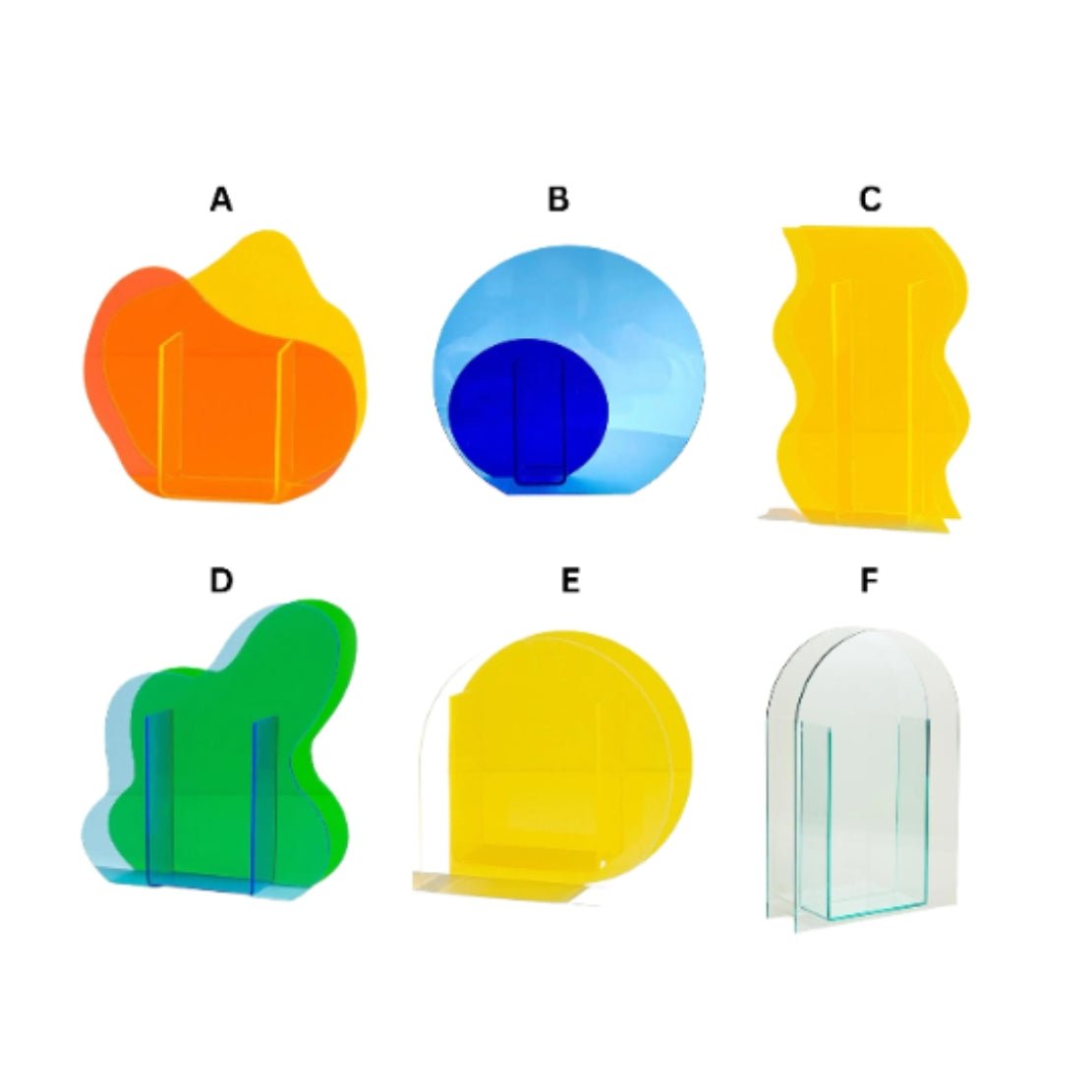Colourful geometrical acrylic vases
