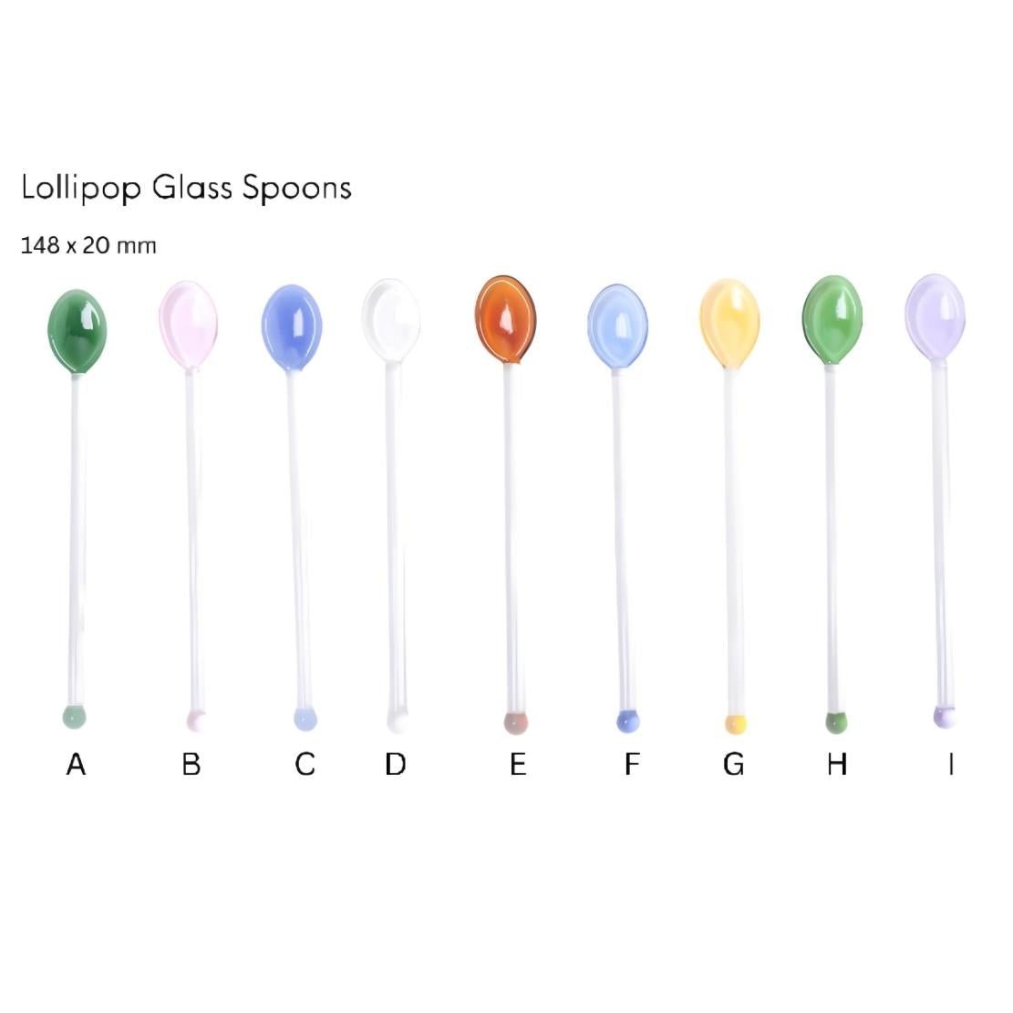 Colourful glass lollipop spoons