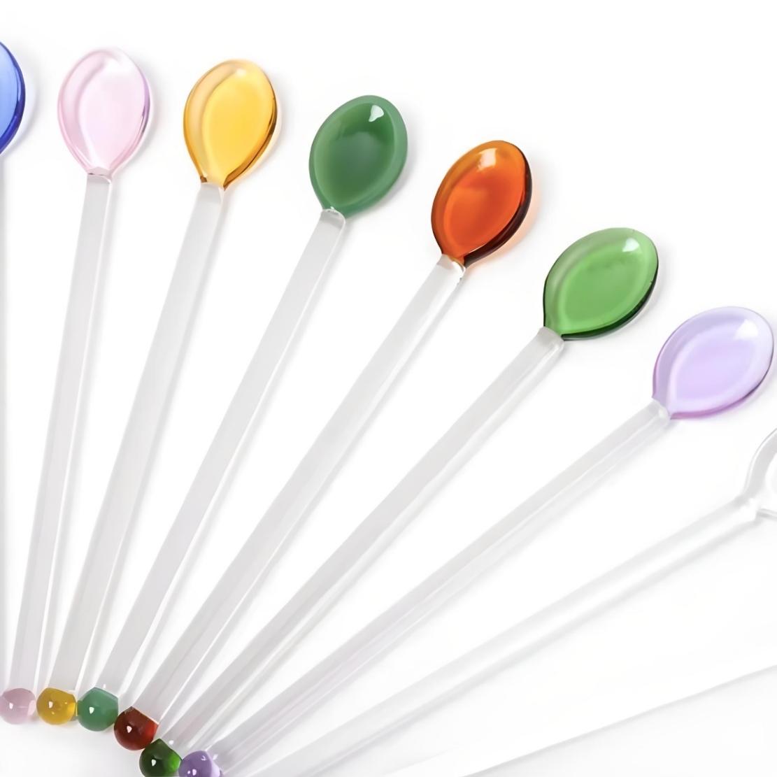 Colourful glass lollipop spoons