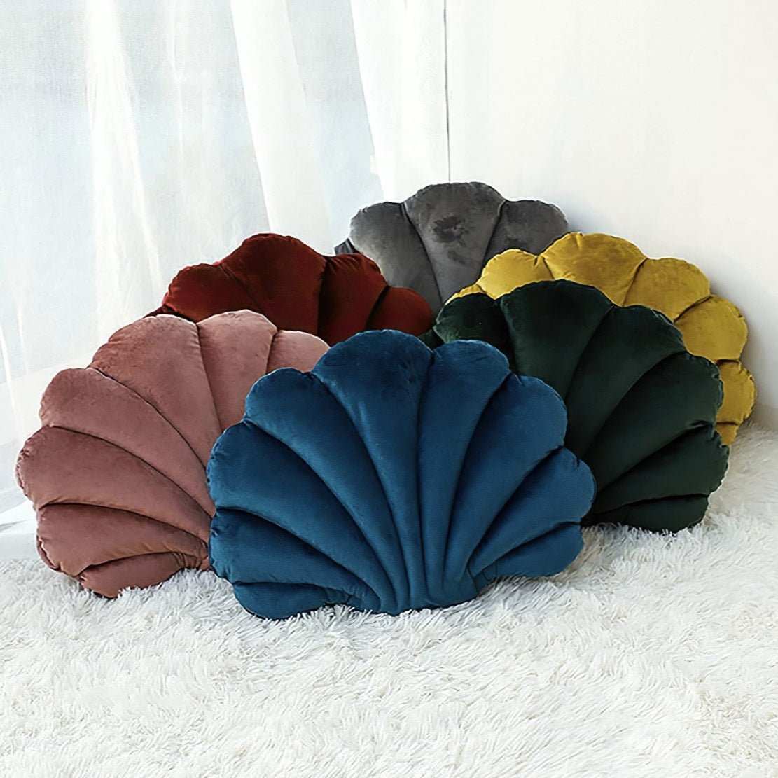 Colourful velvet elegant decorative throw shell cushions