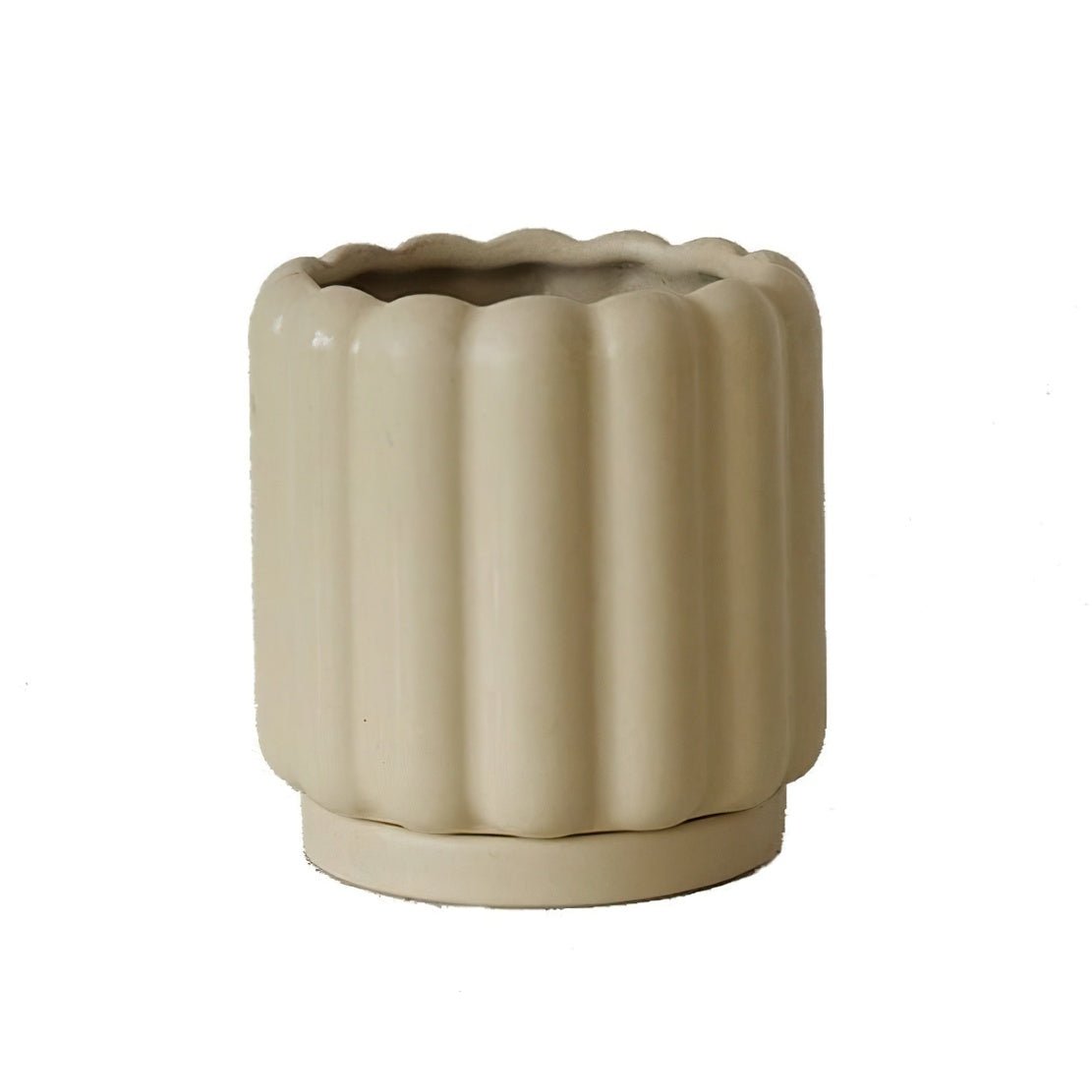 Beige, ceramic picket fence flowerpot vase