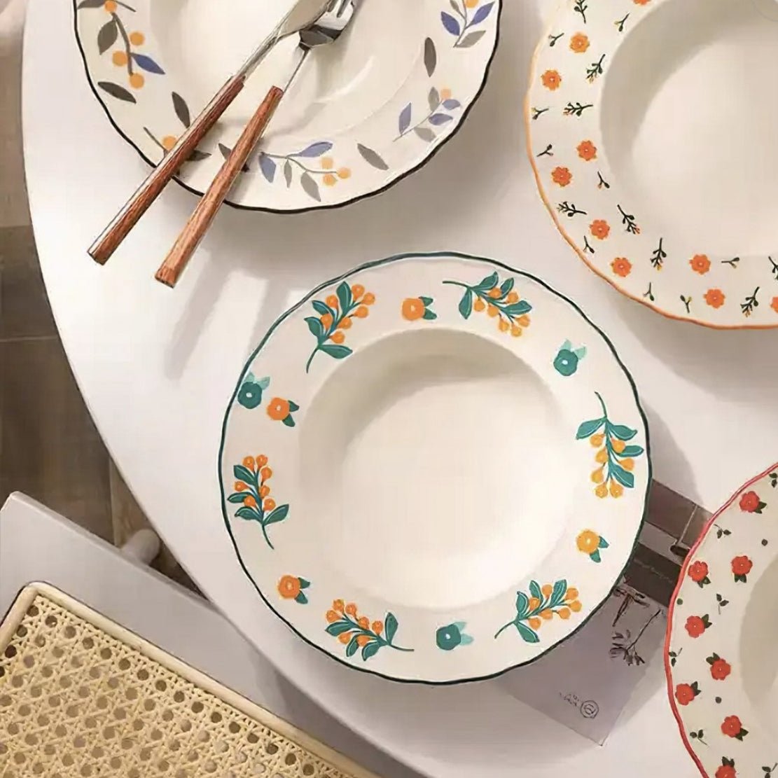 Cute floral porcelain white tableware bowls