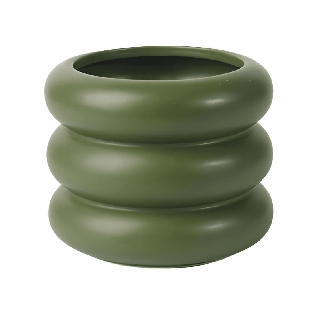 Dark green layered donut ceramic flowerpot vase