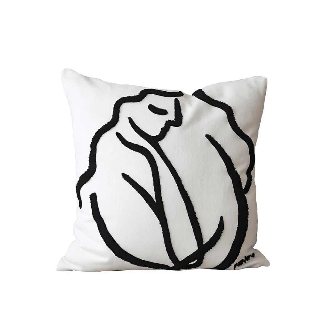 Black & white doze girl art pillow