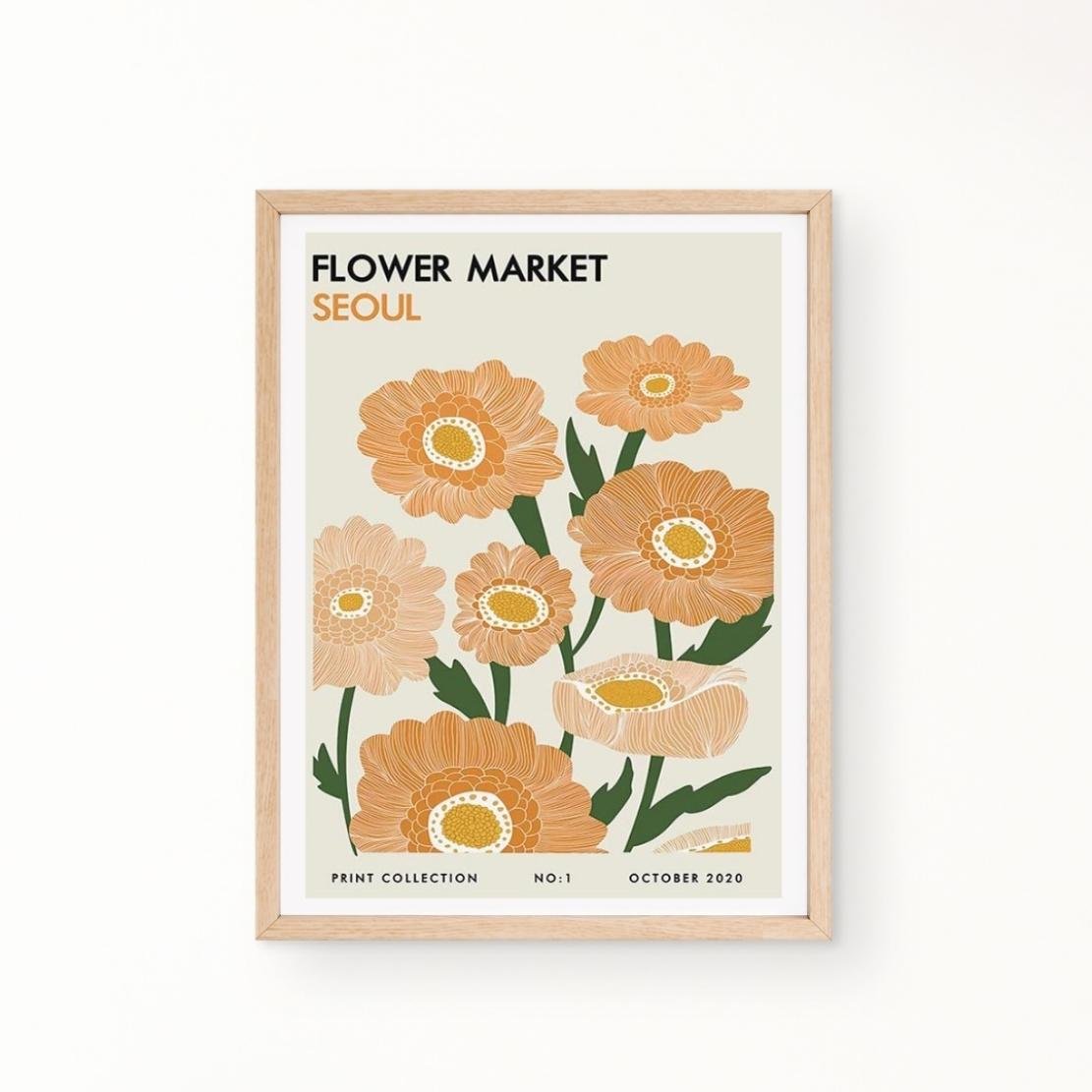 Flower market Seoul art poster