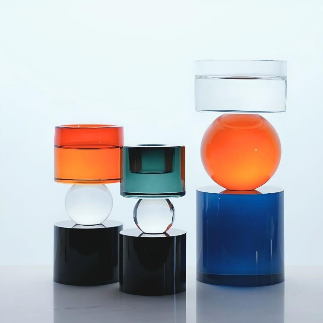 Geometric ball colourful crystal candleholders