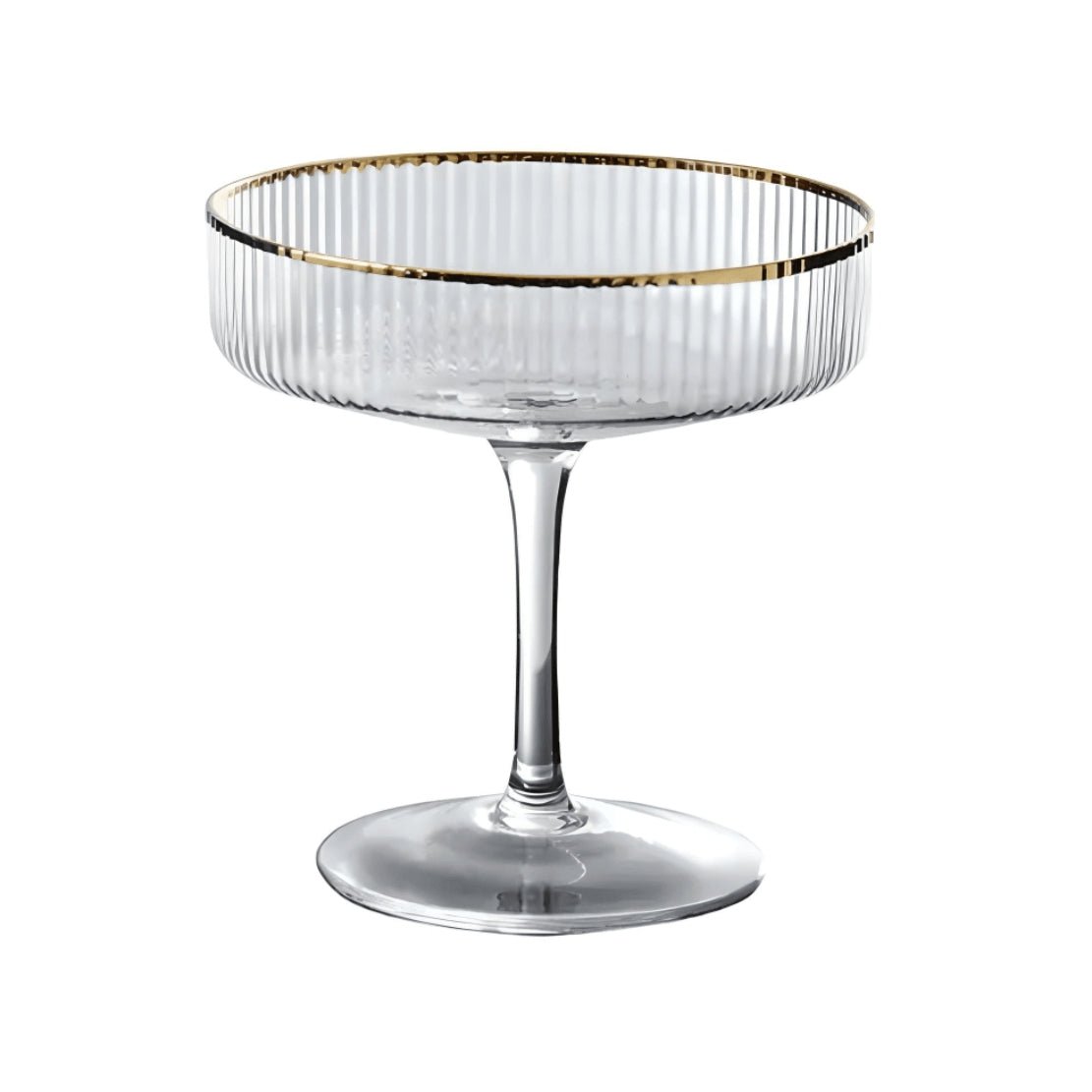 Elegant golden rim martini cocktail goblet glass