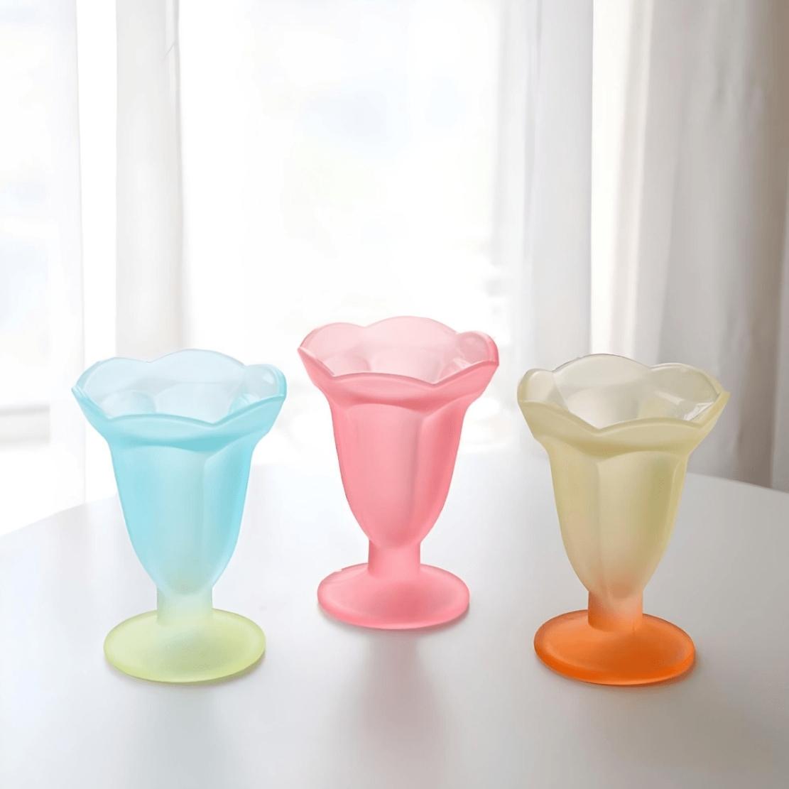 Gradient rainbow frosted glass trumpet bowl