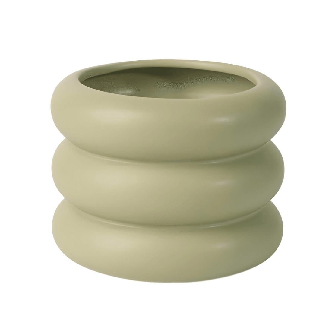 Light green layered donut ceramic flowerpot vase