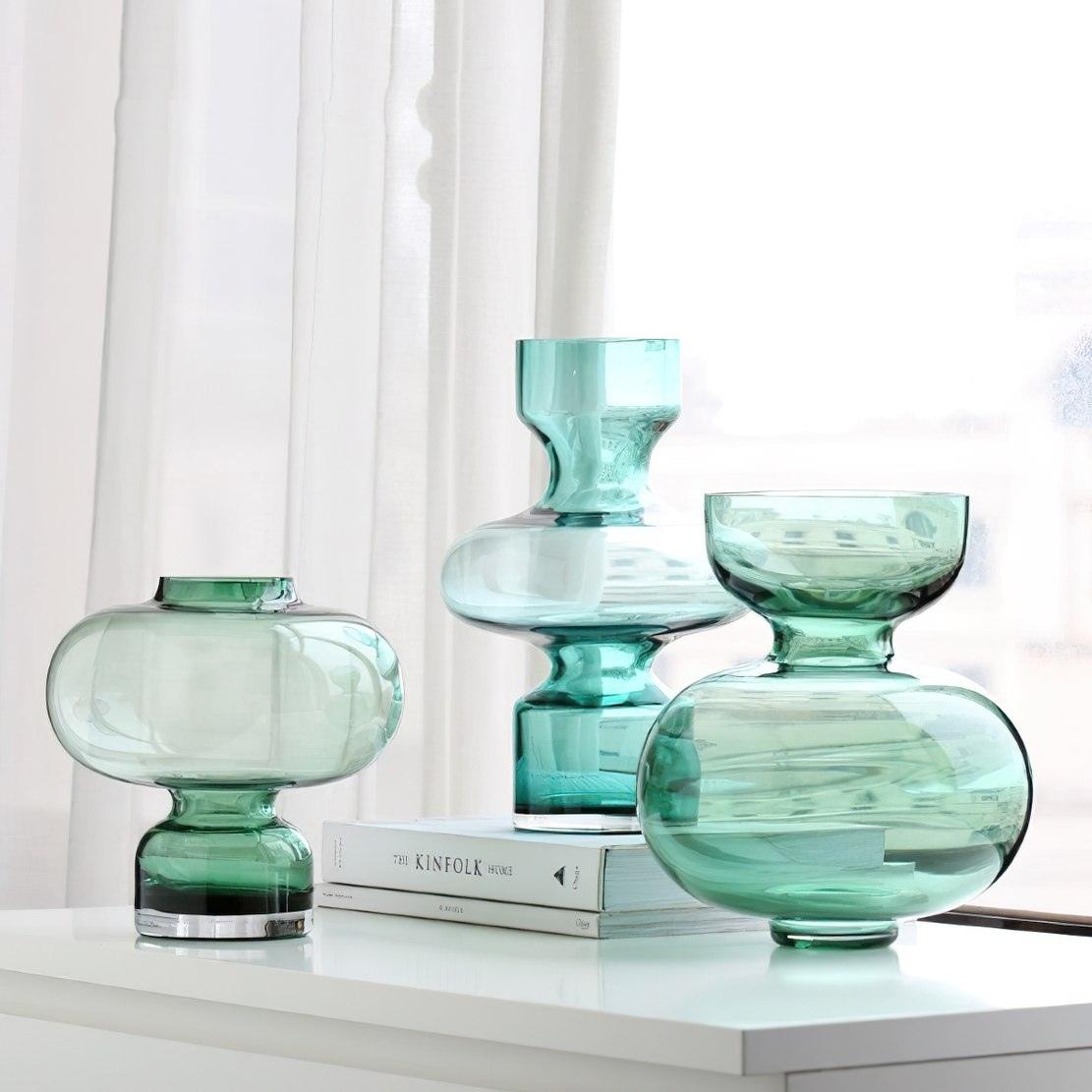 Green nordic ball glass vases