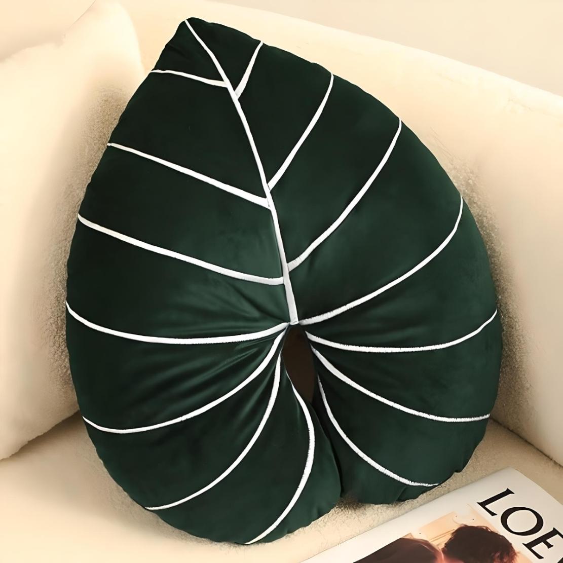 Green, jungle plant leaf throw pillow
