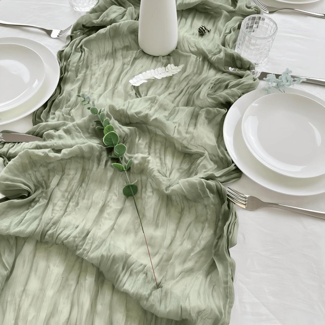 Green thin dining table decor tablecloth runner